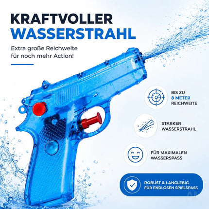 3X Wasserpistolen 12 cm bunt Set - Extra großer Reichweite - Spritzpistole klein mini - Wasserspritzpistole für Kinder