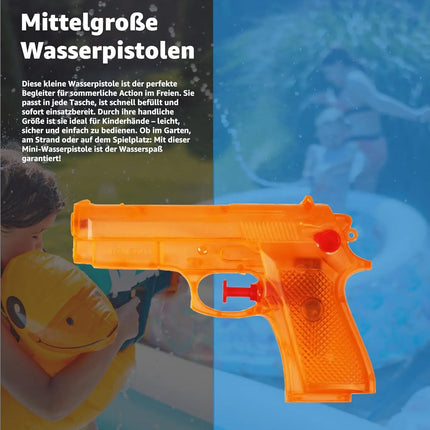 3X Wasserpistolen 15 cm bunt Set - Extra großer Reichweite - Spritzpistole klein mini - Wasserspritzpistole für Kinder