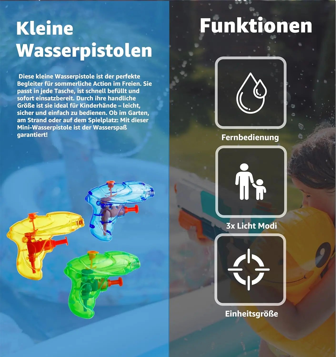 3 Wasserpistolen-Set Für Kinder – Reichweite 6–8 M, 300 Ml Fassungsvermögen – Wasserschlachten Für Drinnen & Draußen