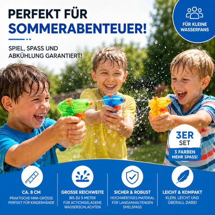 3X Wasserpistolen Mix Klein Set - Spritzpistolen für Kinder - Mit hoher Reichweite - Wasserspritzpistole