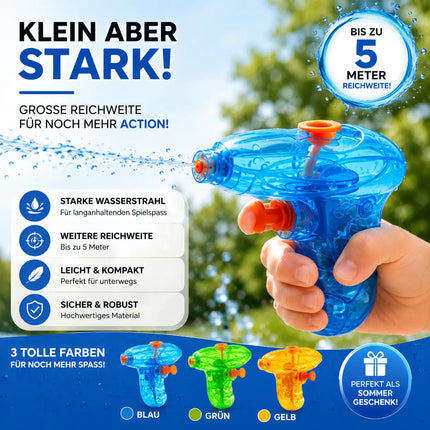 3X Wasserpistolen Mix Klein Set - Spritzpistolen für Kinder - Mit hoher Reichweite - Wasserspritzpistole