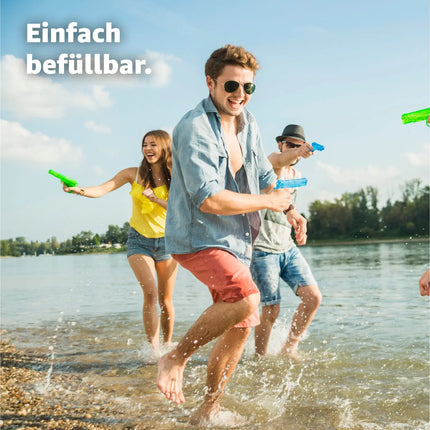 3X Wasserpistolen Set 15 cm für Kinder & Erwachsene - mit hoher Reichweite