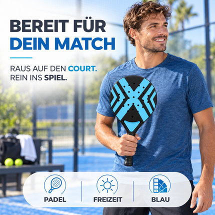 2er Padel Set für Erwachsene – Padelschläger mit Meshtasche, Padel Rackets für Anfänger & Fortgeschrittene, Freizeit & Training (Pink & Blau)