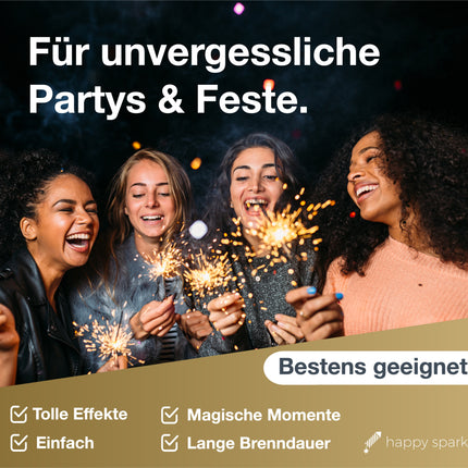 happy sparks® 50x Wunderkerzen 28 cm - Sternspritzer Fontäne für Partys & Feuerwerk & Geburtstag & Hochzeit Silvester Kat. F1 für Jugendlichen & Kinder Jugendfeuerwerk