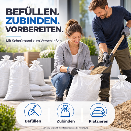 10x Sandsäcke 40x60 cm mit Schnürband zum Wasserschutz bei Hochwasser ungefüllt - Hochwasserschutz - Sack & Gewebesack
