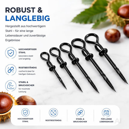 Kastanienbohrer Set – Kastanien Bastelset für Herbst, Figuren & Kastanienmännchen – Bohrer in verschiedenen Größen zum Basteln