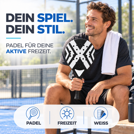 2er Padel Set für Erwachsene – Padelschläger mit Meshtasche, Padel Rackets für Anfänger & Fortgeschrittene, Freizeit & Training (Blau & Weiß)