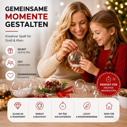 5x Weihnachtskugeln aus Kunststoff – Transparente Acrylkugeln in Glasoptik mit Aufhängeöse, Christbaumschmuck & Weihnachtsdeko - Weihnachten & Advent (5x Ø 6 cm)