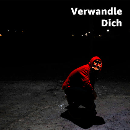 LED Grusel rot Maske - wie aus Purge steuerbar, Gesicht leuchtend, LED Maske für Halloween, Fasching & Karneval