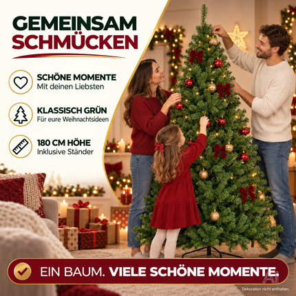 Weihnachtsbaum grün künstlich 180 cm - täuschend echt & naturgetreuer Tannenbaum (PREMIUM)