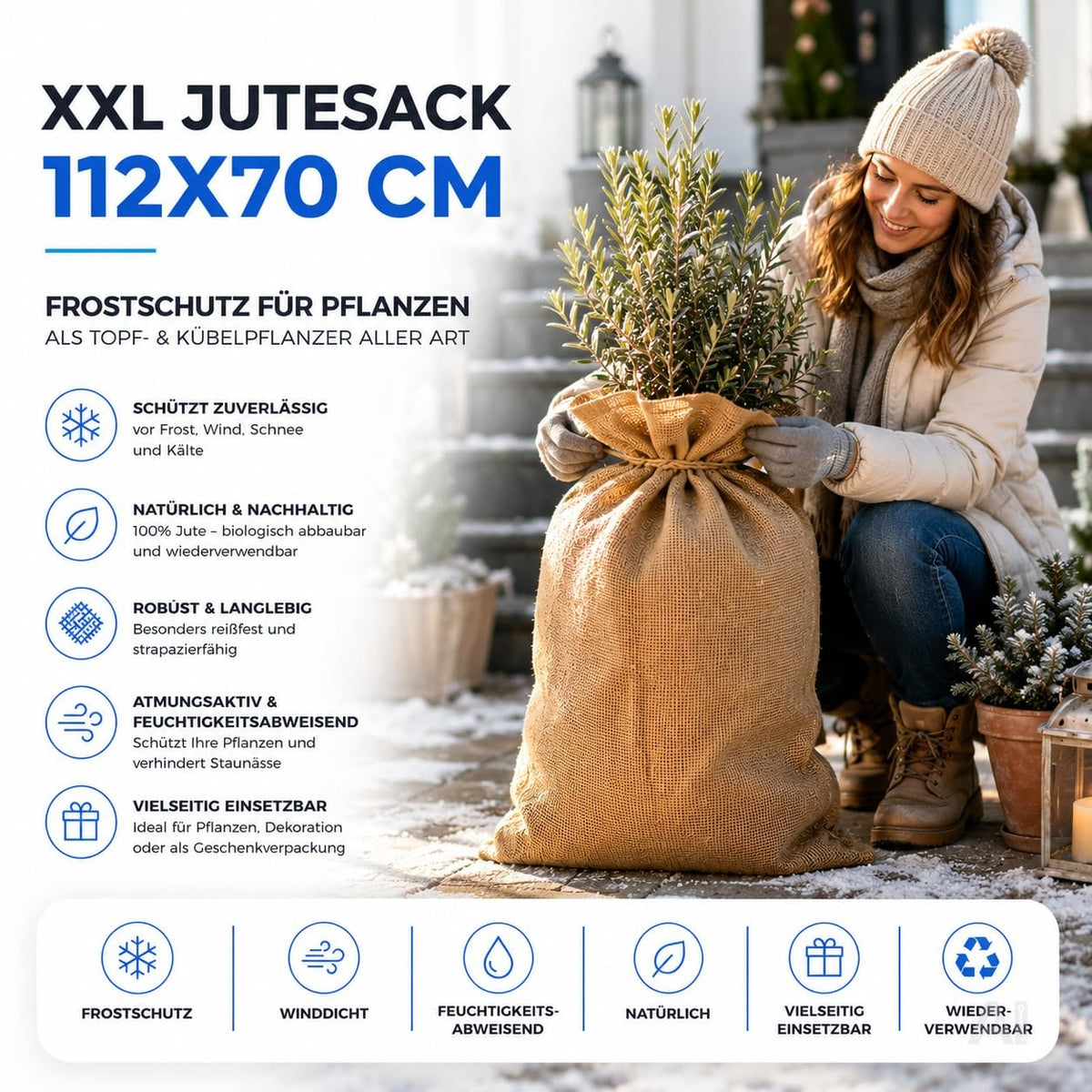 Jutesack XXL 112x70 cm – Frostschutz Pflanzen & Nikolaussack