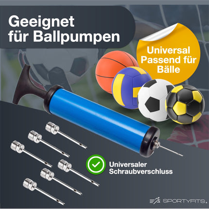 Sportyfits® 6x Ballnadeln Schraubgewinde Ventilnadeln- alle Bälle - Ballpumpe Adapter Nadeln Ersatznadeln Nadelventil