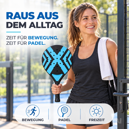 2er Padelschläger Erwachsene – Padel Set mit Meshtasche für Einsteiger & Fortgeschrittene, Padel Rackets für Training & Match (2er Set Blau)