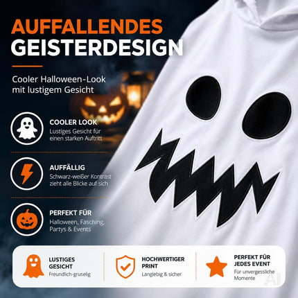 Halloween Kostüm Geist weiß – Gespenst Kostüm für Halloween, Fasching & Karneval – Gruselige Geister Verkleidung