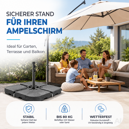 Befüllbare Schirmgewichte für einen Ampelschirm