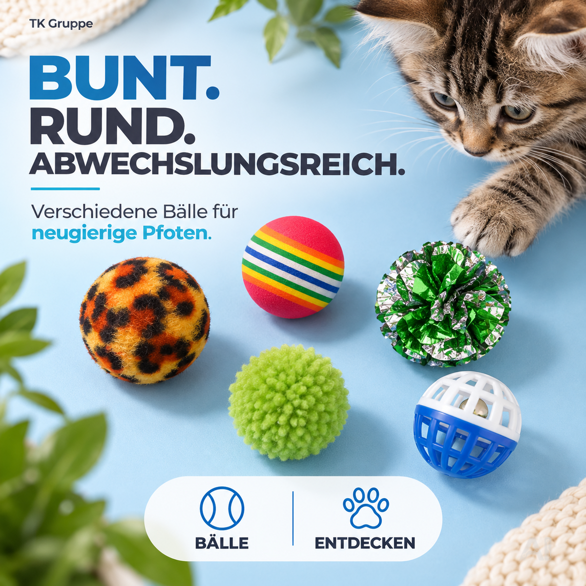 Katzenspielzeug Set - Spielzeug für div. Katzen zur Beschäftigung & Selbstbeschäftigung Maus