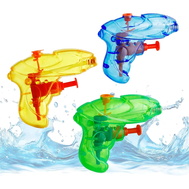 3er Mini Wasserpistolen Set - ca. 8 cm mit großer Reichweite Wasserspritzpistole Spritzpistole klein mini für Kinder