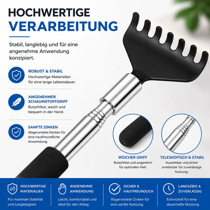 3er Rückenkratzer Set - Stabil & ausziehbar mit breiter Kratzfläche
