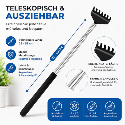 3er Rückenkratzer Set - Stabil & ausziehbar mit breiter Kratzfläche