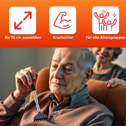 3er Rückenkratzer Set - Stabil & ausziehbar mit breiter Kratzfläche für effektive Linderung von Juckreiz - Massagegerät & Rückenkrauler