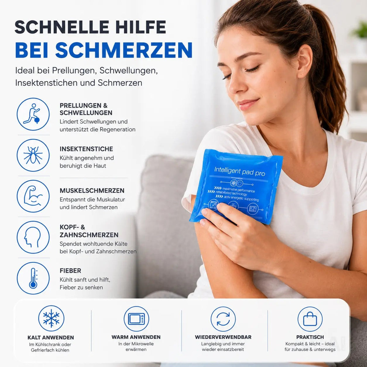 3er Set Kühlpacks Kühlpads - MADE IN GERMANY - 15x15 cm - Blau