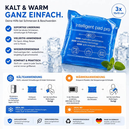 3er Set Kühlpacks Kühlpads - MADE IN GERMANY - 15x15 cm - Blau – Detailansicht 3