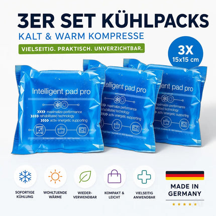3er Set Kühlpacks Kühlpads - MADE IN GERMANY - 15x15 cm - Blau – Detailansicht 5