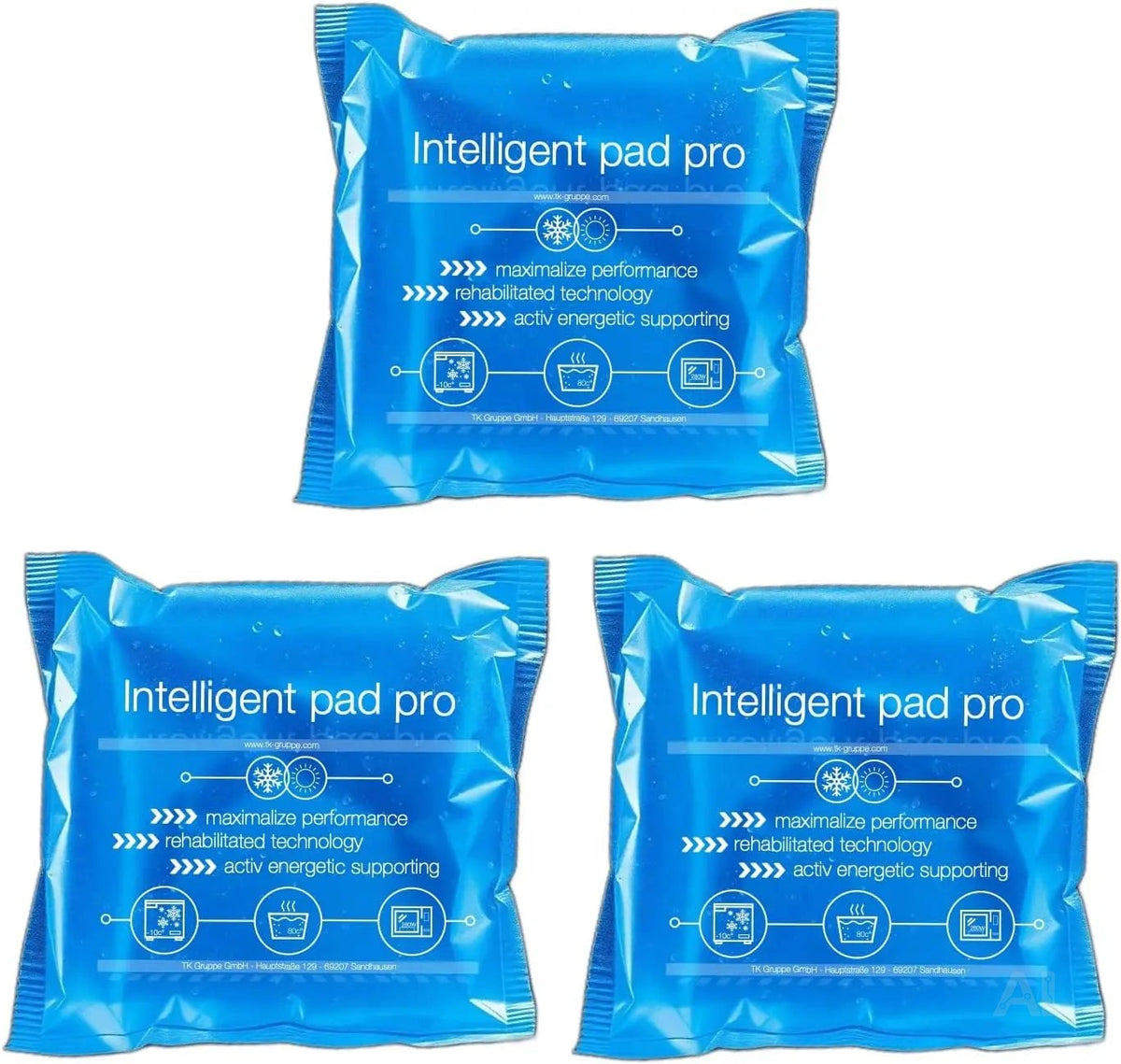 3er Set Kühlpacks Kühlpads - MADE IN GERMANY - 15x15 cm - Blau
