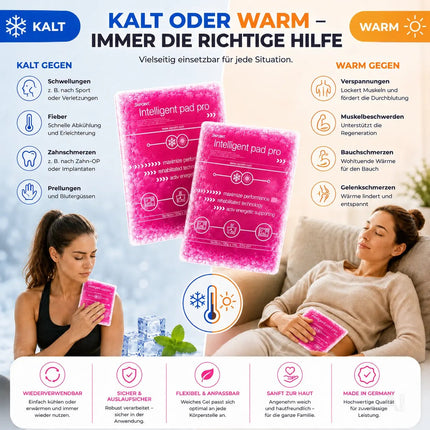 3er Set Kühlpacks Kühlpads - MADE IN GERMANY - 15x15 cm - Pink – Detailansicht 3