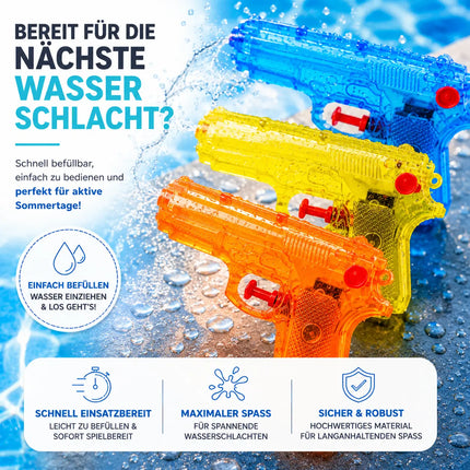 3er Wasserpistolen Set - ca. 12 cm mit großer Reichweite