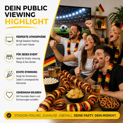 3x Deutschland Luftschlangen Schwarz Rot Gelb – Partydeko zur Fußball WM 2026 & Weltmeisterschaft