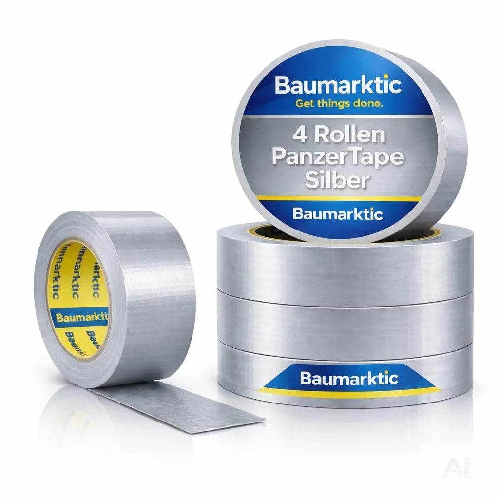4x Duct Tape silber – Panzertape Gewebeklebeband 50 m x 50 mm – ultrastark & witterungsbeständig – Reparaturband Klebeband