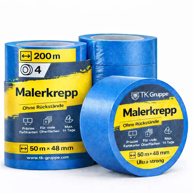 3x Malerkrepp 50 m x 24 mm – Kreppband Klebeband Abklebeband Painty Tape für Streichen & Malerarbeiten