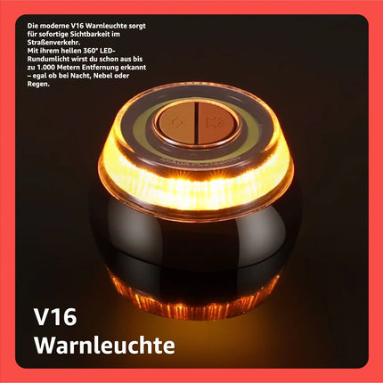 3x Notfall-Warnleuchte V16 DGT – Pannenlicht & Signallicht – gesetzlich vorgeschrieben ab 2026 in Spanien – für Fahrzeuge & Motorräder