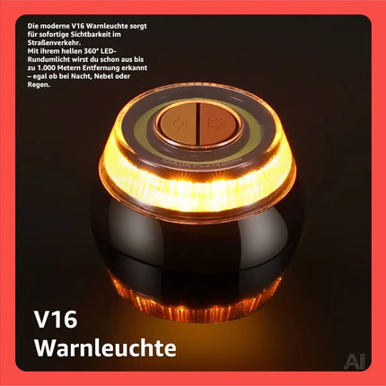3x Notfall-Warnleuchte V16 – Pannenlicht & Signallicht – für Fahrzeuge & Motorräder – Detailansicht 5