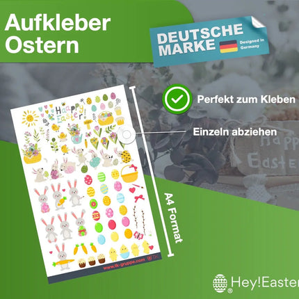 3x Ostern Aufkleber Sticker zum bekleben von Ostereier, Dekoration Klebebilder von Eier