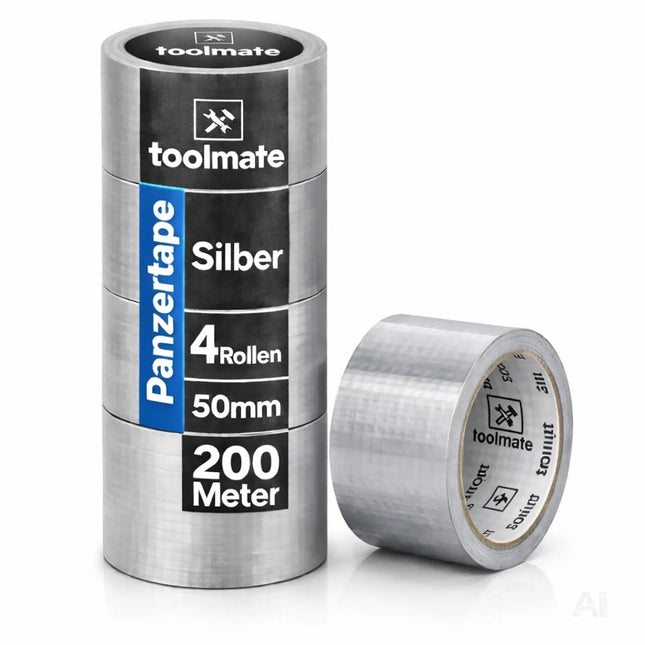 3x Panzertape Klebeband Reparaturband – Gewebeklebeband 50 m x 50 mm – ultrastark & witterungsbeständig – Duct Tape silber
