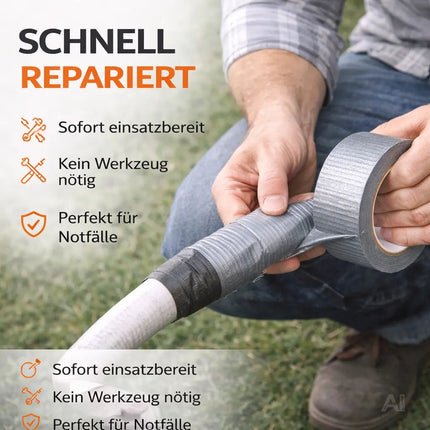 3x Panzertape Klebeband Reparaturband – Gewebeklebeband 50 m x 50 mm – ultrastark & witterungsbeständig – Duct Tape silber