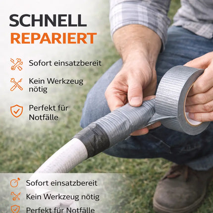 3x Panzertape Klebeband Reparaturband – Gewebeklebeband 50 m x 50 mm – ultrastark & witterungsbeständig – Duct Tape silber