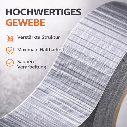 3x Panzertape Klebeband Reparaturband – Gewebeklebeband 50 m x 50 mm – ultrastark & witterungsbeständig – Duct Tape silber