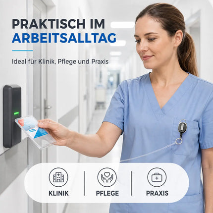 3x Premium Ausweishalter mit einziehbarer/ausziehbar Schlüsselanhänger - Ausweishülle