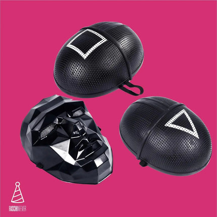 3x Set Squid Game Masken (Dreieck, Viereck, Boss) als Kostüm für Herren & Damen für Halloween, Fasching & Karneval