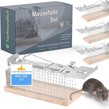 3x Tierfreundlich - Mausefalle aus Holz lebend - Mäusefallen - Lebendfalle Maus - TK Gruppe® Offizieller Onlineshop
