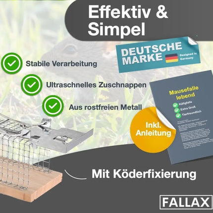 3x Tierfreundlich - Mausefalle aus Holz lebend - Mäusefallen - Lebendfalle Maus - TK Gruppe® Offizieller Onlineshop