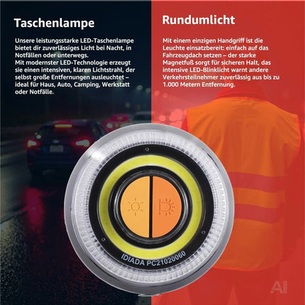 3x V16 Notlicht – Warndreieck Alternative & Sicherheitsleuchte – Pannenhilfe für Auto & Motorrad – Detailansicht 2