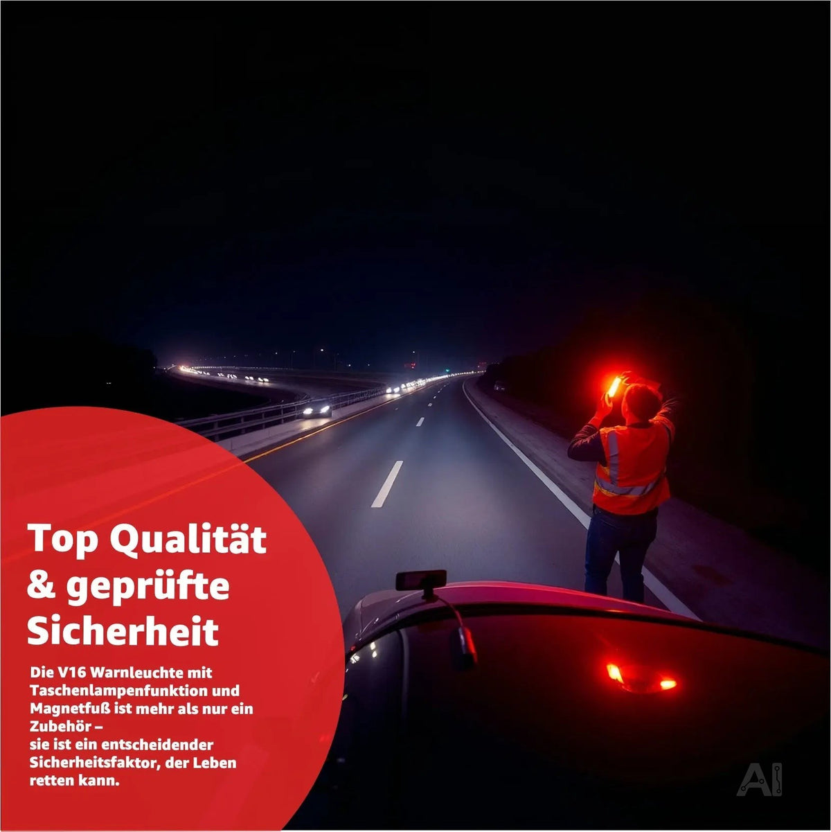 3x V16 Notlicht – Warndreieck Alternative & Sicherheitsleuchte  – Pannenhilfe für Auto & Motorrad
