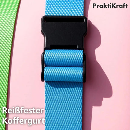 4 Stück Kofferband & Koffergurt Set- Inkl. Adressanhänger/Namensschild für Koffer und Gepäck - Gurtband für Reisen und Flüge - Luggage Strape