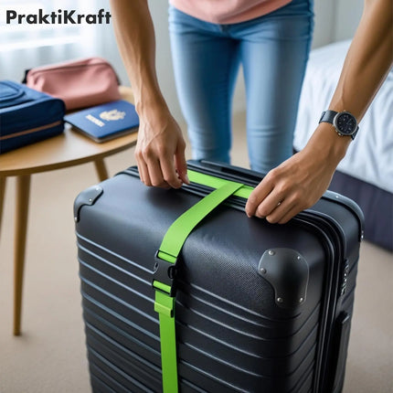 4 Stück Kofferband & Koffergurt Set- Inkl. Adressanhänger/Namensschild für Koffer und Gepäck - Gurtband für Reisen und Flüge - Luggage Strape