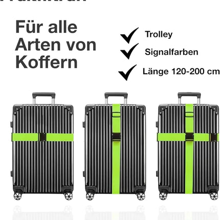 4 Stück Kofferband & Koffergurt Set- Inkl. Adressanhänger/Namensschild für Koffer und Gepäck - Gurtband für Reisen und Flüge - Luggage Strape