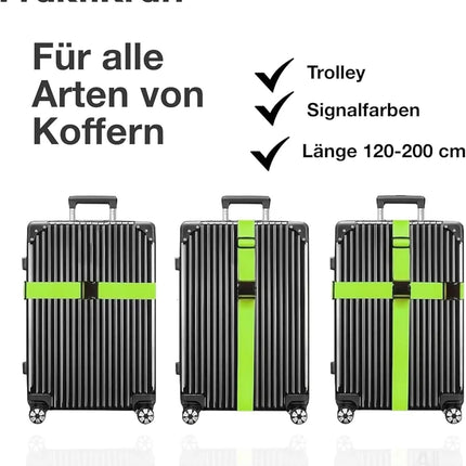 4 Stück Kofferband & Koffergurt Set- Inkl. Adressanhänger/Namensschild für Koffer und Gepäck - Gurtband für Reisen und Flüge - Luggage Strape